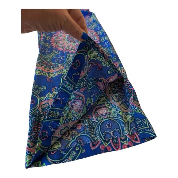 One World Square Embroidered Neck Flowy Top Marching Pull On Drawstring Wide Leg - Picture 14 of 16